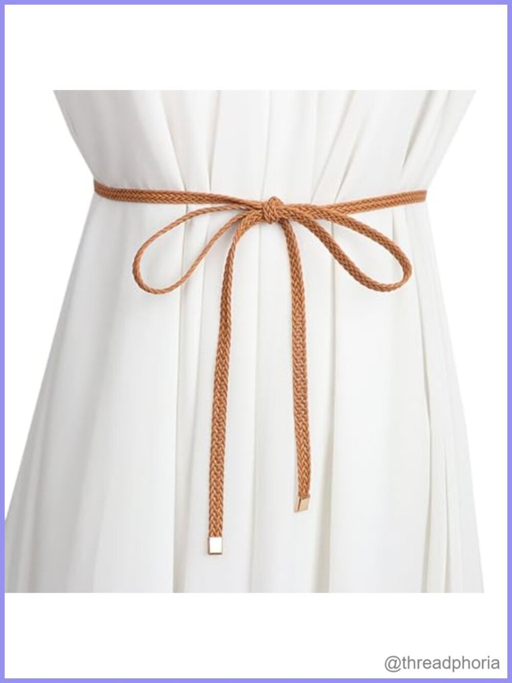 Women's Thin PU Leather Braided Skinny Waist Belt Woven Dress Belt